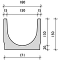 BG-Graspointner Afvoergoot 150mm breed. Light 150/0. L=1m. C250KN