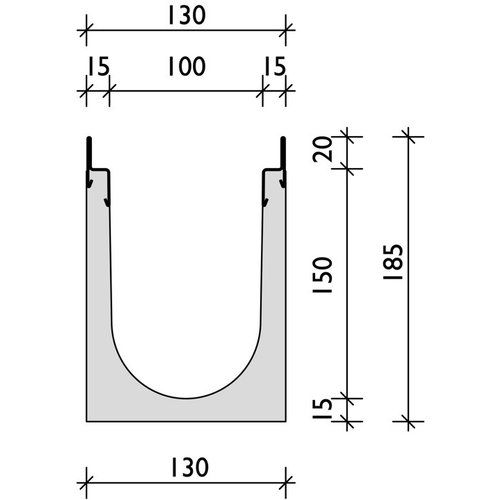 BG-Graspointner Linear gutter BG-FILCOTEN® Tec V100/0. L=0.5m. Class C, 250KN