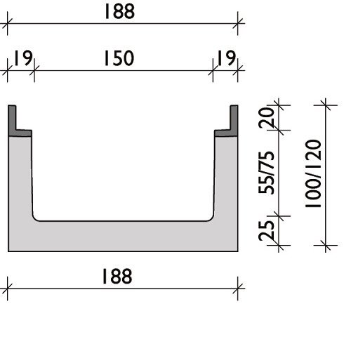 BG-Graspointner Roostergoot BG-FILCOTEN® Pro mini G150/100. L=1m. Klasse F, 900KN