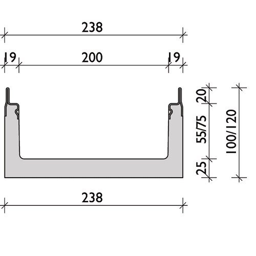 BG-Graspointner Roostergoot BG-FILCOTEN® Pro mini V200/100. L=1m. Klasse E, 600KN