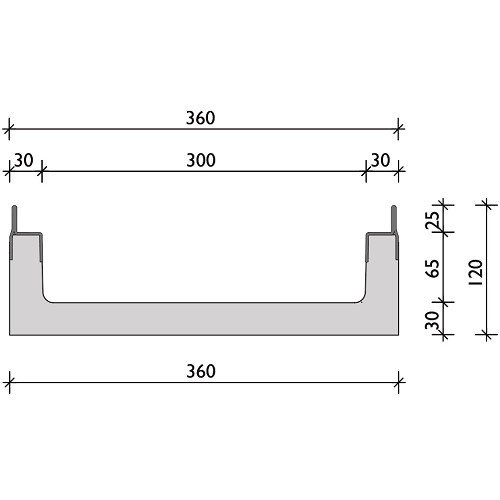 BG-Graspointner Roostergoot 300mm breed. Pro V300/120. L=1m. E600KN