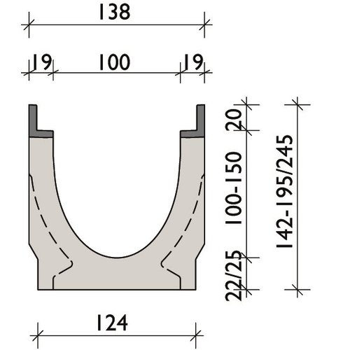 BG-Graspointner Gitterrinne BG-FILCOTEN® Pro G100/0. L=1m. Klasse F, 900KN. Bodenablauf 110mm