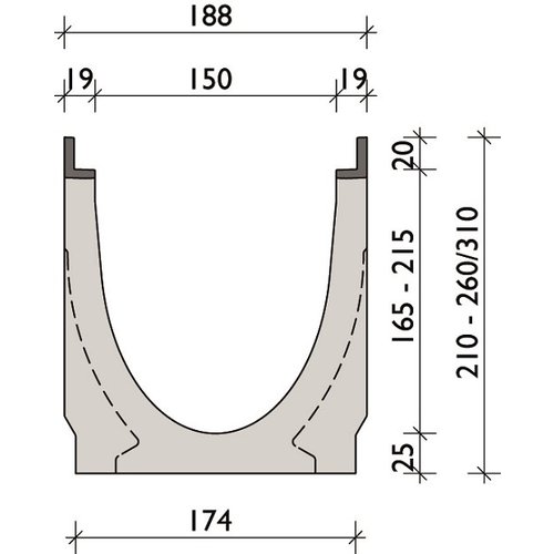 BG-Graspointner Grid gutter BG-FILCOTEN® Pro G150/0. L=1m. Class F, 900KN