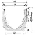 BG-Graspointner Roostergoot 300mm breed. Pro V300/0. L=1m. E600KN. Onderafvoer 200mm