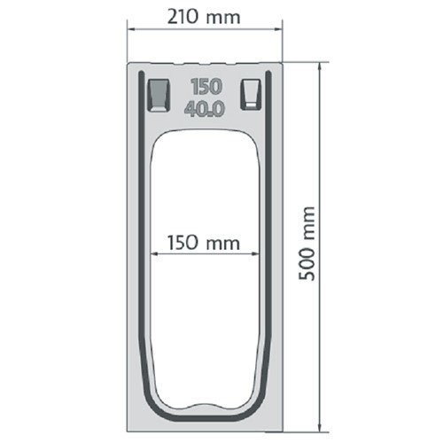 BG-Graspointner Draingoot BG-FILCOTEN® ONE 150/40. L=1m. Klasse F, 900KN. Onderafvoer 160mm