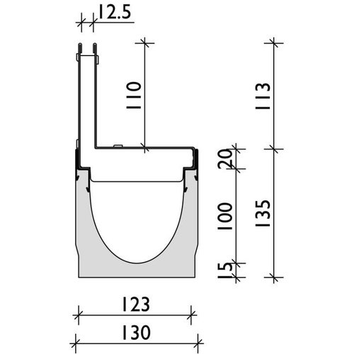 BG-Graspointner Slot attachment Light 100. Galvanized steel. L=1m, h=110mm