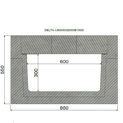 Delta Concrete drainage gutter Delta-U 6030. Class D, 400KN. Inset grid. L=2m