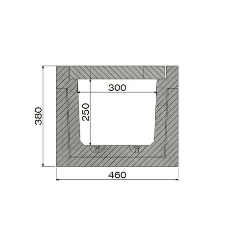 Delta Concrete drainage gutter Delta-U 3025. Class A, 15KN. Inset grid. L=2m