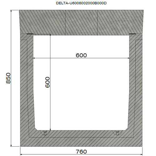 Delta Roostergoot 6060. D400. Opliggend rooster. L=2m. Tbv betonnen rooster