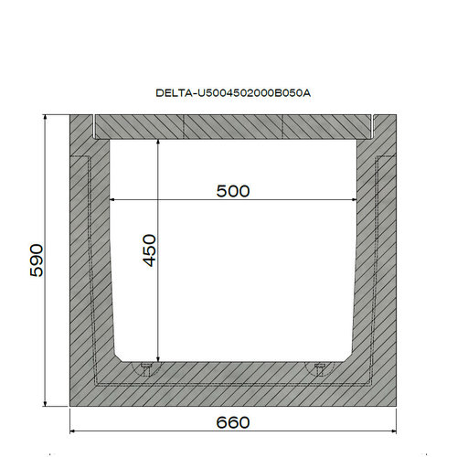 Delta Concrete drainage gutter Delta-U 5045. Class A, 15KN. Inset grid. L=2m