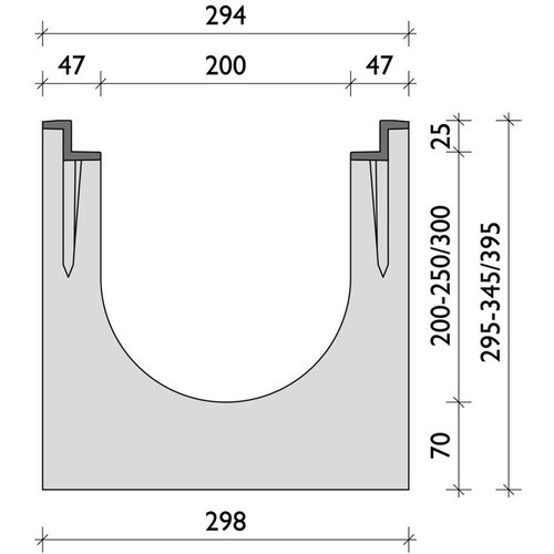 BG-Graspointner Ablaufrinne BGZ-S G200/0, l=0,5m. Klasse F, 900 KN