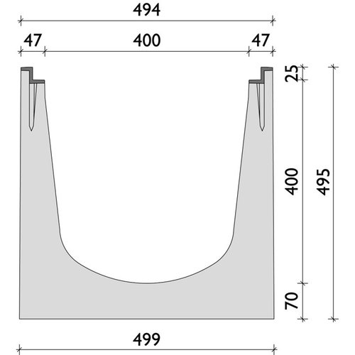 BG-Graspointner Afvoergoot BGZ-S G400/0, l=1m. Klasse F, 900KN