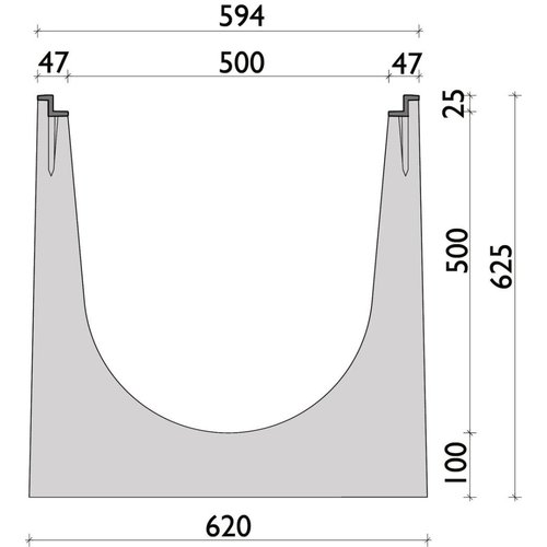 BG-Graspointner Ablaufrinne BGZ-S G500/0, l=1m. Klasse F, 900 KN. Bodenablauf 200mm