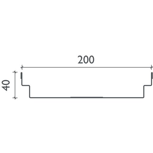 BG-Graspointner Roof and facade gutter Flex FA RB200. L=1m, h=40mm. Galvanized steel