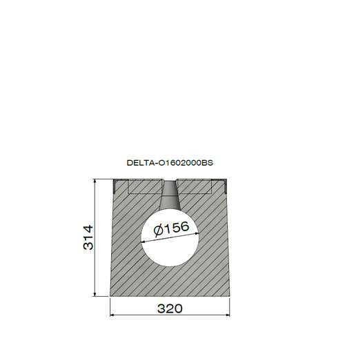 Delta Verholen goot 160mm. L=2m. E600. Tussenbrug beton, omranding staal