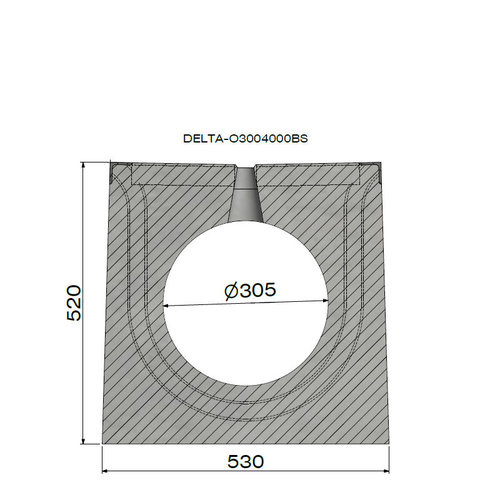 Delta Verdeckte Dachrinne aus Beton Delta-O 300 mm. L=4m. Klasse D, 400 kN