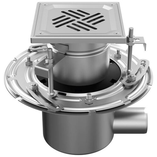 ATT Stainless steel two-part drain WMK150. Mini. Perforated grille. L/15KN. Side discharge 50mm