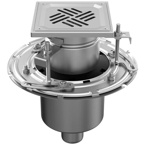ATT Stainless steel two-part drain WMK150. Mini. Perforated grille. L/15KN. Bottom drain 50mm