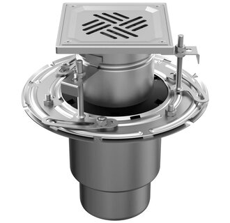 Stainless steel two-part drain WMK150. Mini. Perforated grille. L/15KN. Bottom drain 110mm