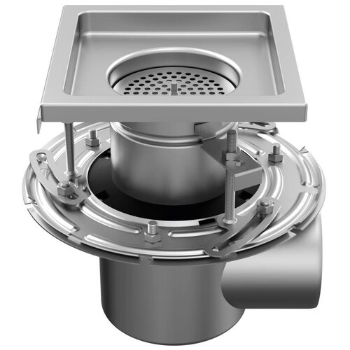 ATT Stainless steel two-part drain W200. Perforated grille. L/15KN. Side discharge 110mm