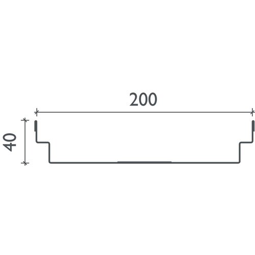 BG-Graspointner Stainless steel roof and facade gutter Flex FA RB200. L=2m. Wxh=200x40mm