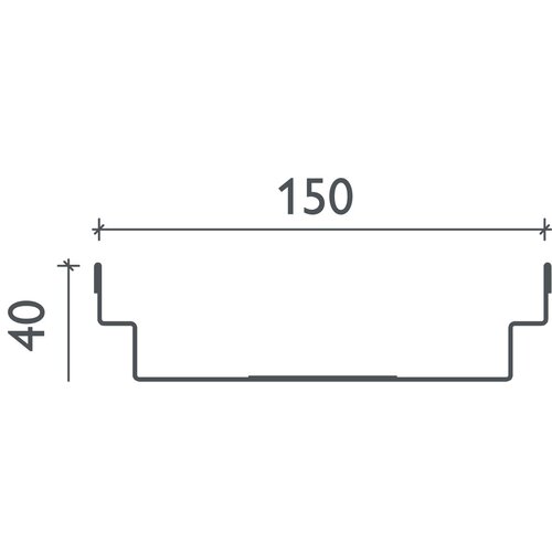 BG-Graspointner Stainless steel roof and facade gutter Flex FA RB150. L=1m. Wxh=150x40mm