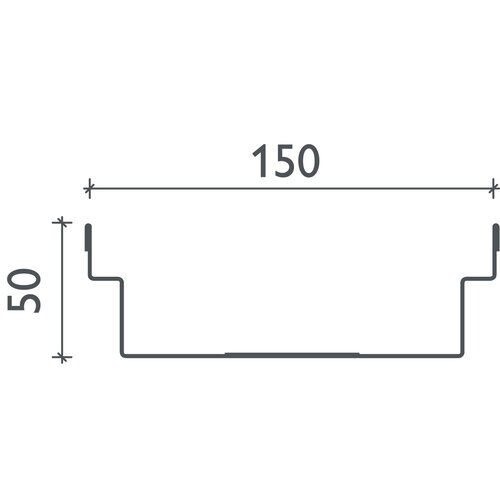 BG-Graspointner Stainless steel roof and facade gutter Flex FA RB150. L=2m. Wxh=150x50mm