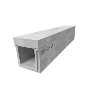 Concrete drainage gutter Delta-U 3025. Class D, 400KN. Upright grid. L=1m