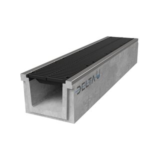 Concrete drainage gutter Delta-U 3025. Class F, 900KN. Inset grid. L=1m