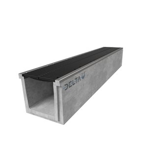 Concrete drainage gutter Delta-U 4030. Class D, 400KN. Inset grid. L=1m