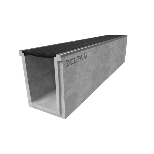 Delta Concrete drainage gutter Delta-U 4060. Class D, 400KN. Inset grid. L=1m