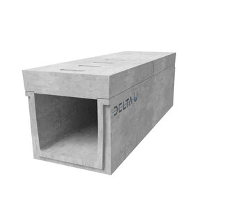 Concrete drainage gutter Delta-U 5045. Class D, 400KN. Upright grid. L=1m