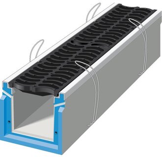 Grating channel HRI 400-300 with cast iron BANANE grid. L = 0.75m, class F, 900KN