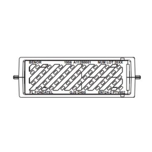 DWTN - Diederen Water Techniek Nederland Cast iron street gully 1940TP7. PVC exhaust 125mm. lxw=555x190mm. D400KN