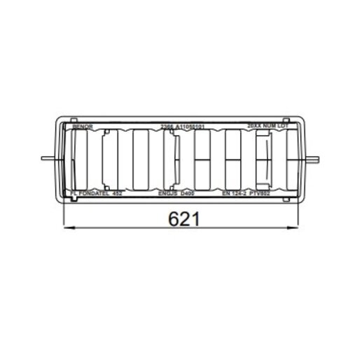 DWTN - Diederen Water Techniek Nederland Cast iron street gully 2357TP0. PVC exhaust 160mm. lxw=665x230mm. D400KN