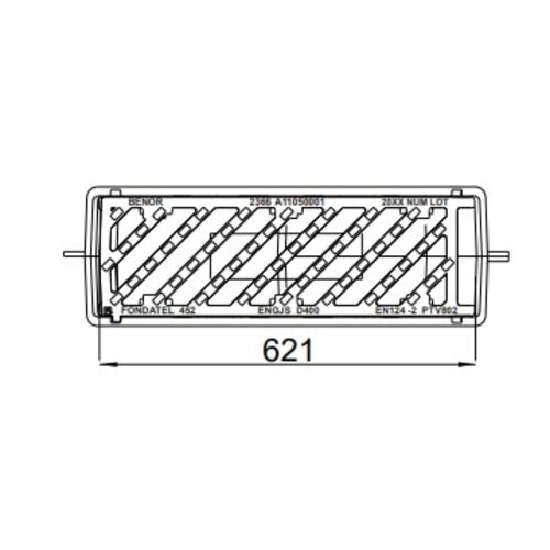 DWTN Straßenablauf aus Gusseisen 2357TP7. PVC-Auspuff 160 mm. LxB=665x230mm. D400KN