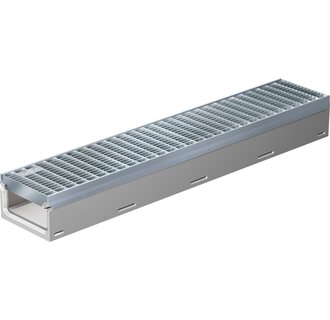 Grate gutter 150mm wide. Pro E150/120. L=1m. E600KN. Under drain 160mm