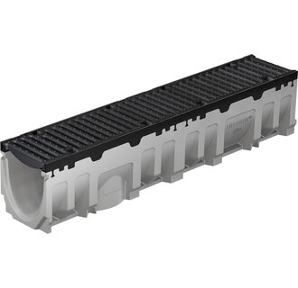 Grating channel 150mm wide. Pro G150/10. L=1m. E600KN. Bottom outlet 160mm