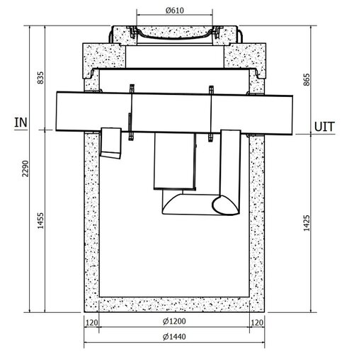 Tubobel Aqua Bypass separator + sludge trap 3/30l/s. Sludge trap 600l. D400KN