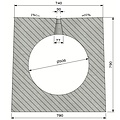 Delta Schlitzzrinne 500 mm. L=4m. D400. Zwischenbrücke aus Beton, Grenze aus Beton