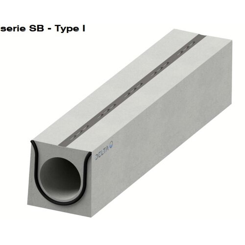 Delta Concealed gutter 600mm. L=4m. D400. Steel intermediate bridge, concrete border