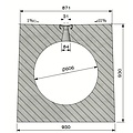 Delta Schlitzzrinne 600 mm. L=4m. D400. Zwischenbrücke aus Stahl, Randbeton