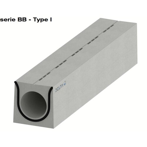 Delta Schlitzzrinne 600 mm. L=4m. F900. Zwischenbrücke aus Beton, Grenze aus Beton