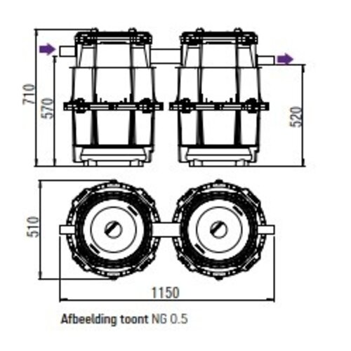 Kessel HDPE grease separator 0.5 l/s. Sludge trap 50l. Exposed installation