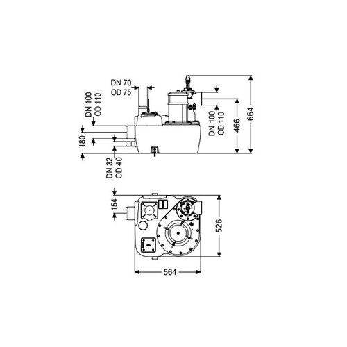 Kessel Lifting station Aqualift F. Single pump SPF 1400-S3. Pressure valve