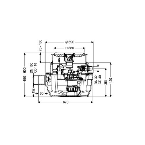 Kessel Lifting station Aqualift F Compact. Single pump SPZ 1000-S3. Tileable lid