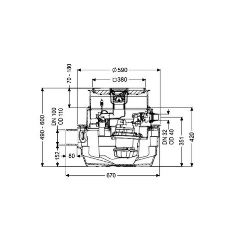 Kessel Opvoerinstallatie Aqualift F Compact. Dubbelpomps SPZ 1000-S3. Betegelbaar deksel