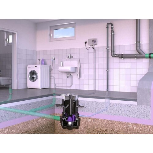 Kessel Opvoerinstallatie Aqualift F Compact. Dubbelpomps SPZ 1000-S3. Betegelbaar deksel