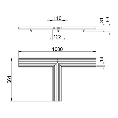 Hydrotec Zelfdragende afvoergoot Hydroline. T-stuk