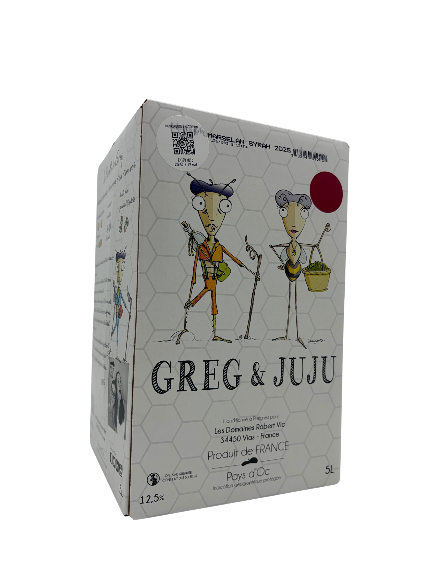 Domaine Robert Vic / Preignes Le Vieux Wijn in pak 5 liter - Greg&Juju Rouge Marselan/Syrah